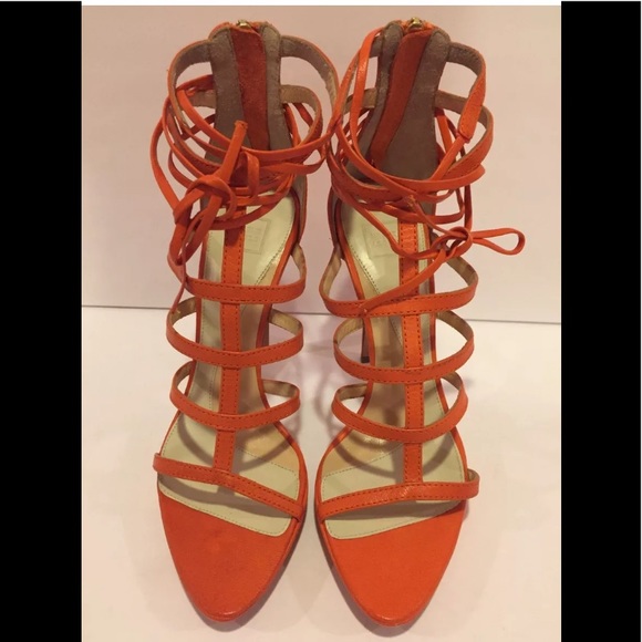 Herve Leger Talor strappy sandals heels orange 37 - Picture 4 of 8